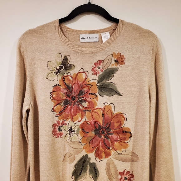 Alfred Dunner Flower Crewneck Sweater Women's Size S - Picture 3 of 7